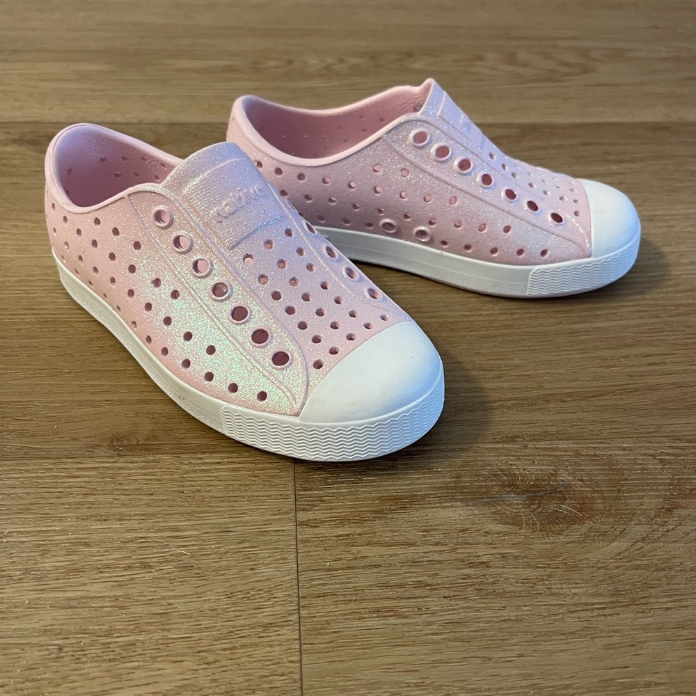 Native Pink and White Kids Sneakers